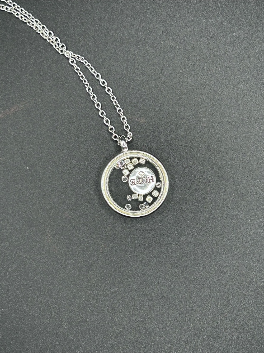 Hope Circle Silver-Tone Charm Necklace